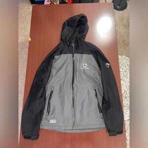 John Deere Men's Black and Gray Hooded Raincoat